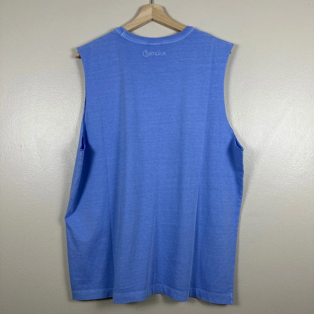 Champion Men's S Sleeveless Shirt Blue Muscle Tee Cotton Embroidered Logo NEW